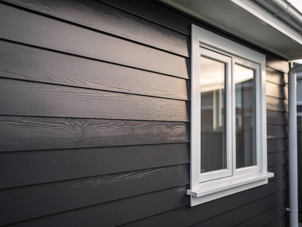 Exterior weatherboard freshly repainted